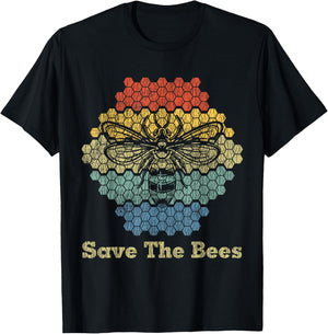 Retro Vintage Bumble Bee Save The Bees Keeper Climate Change T-Shirt - T-Shirt | Black