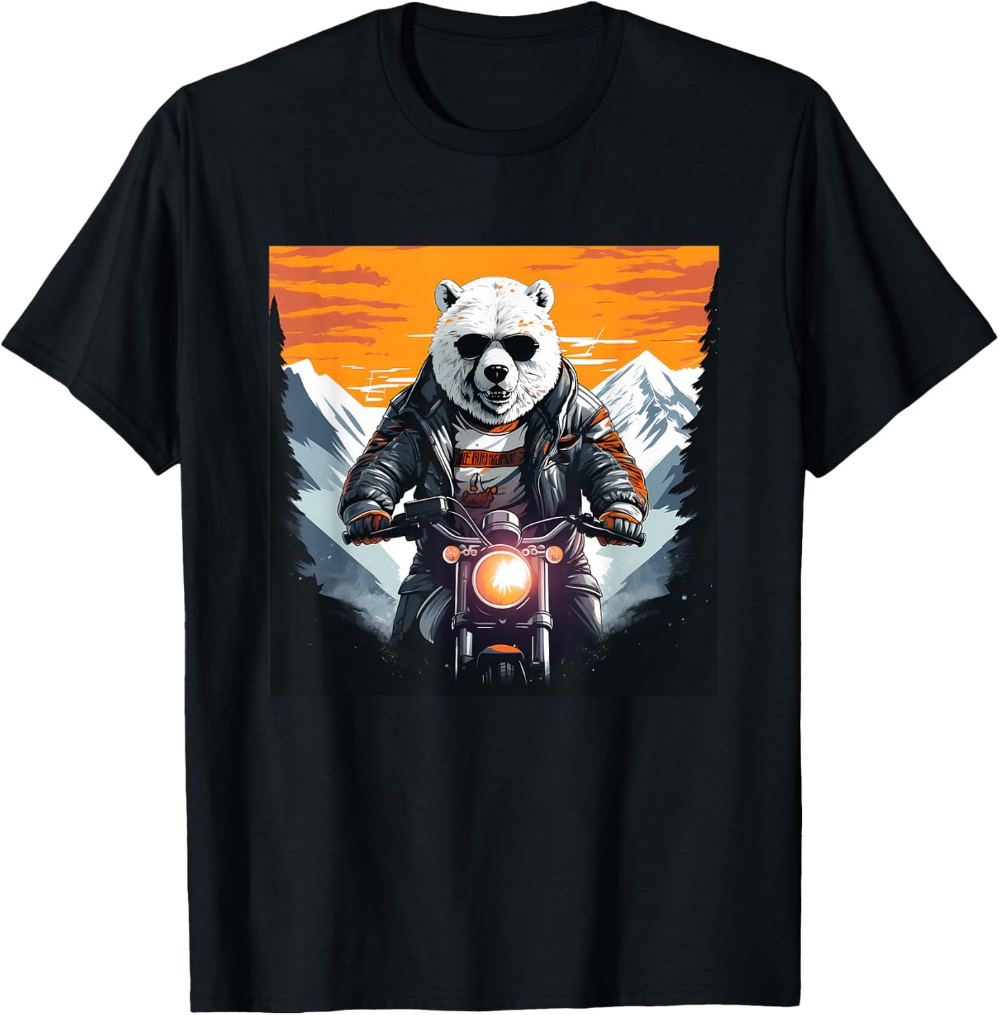 Biker Polar Bear Riding Motorcycle T-Shirt - T-Shirt | Black