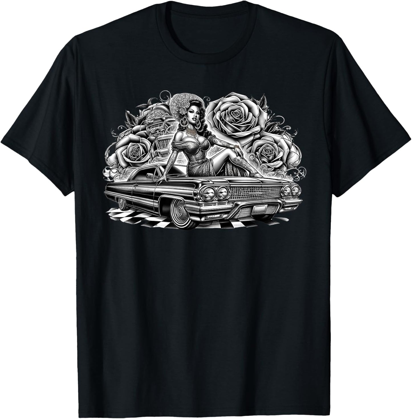 Mexican Street Culture Lowrider Latina Chola Model T-Shirt - T-Shirt | Black