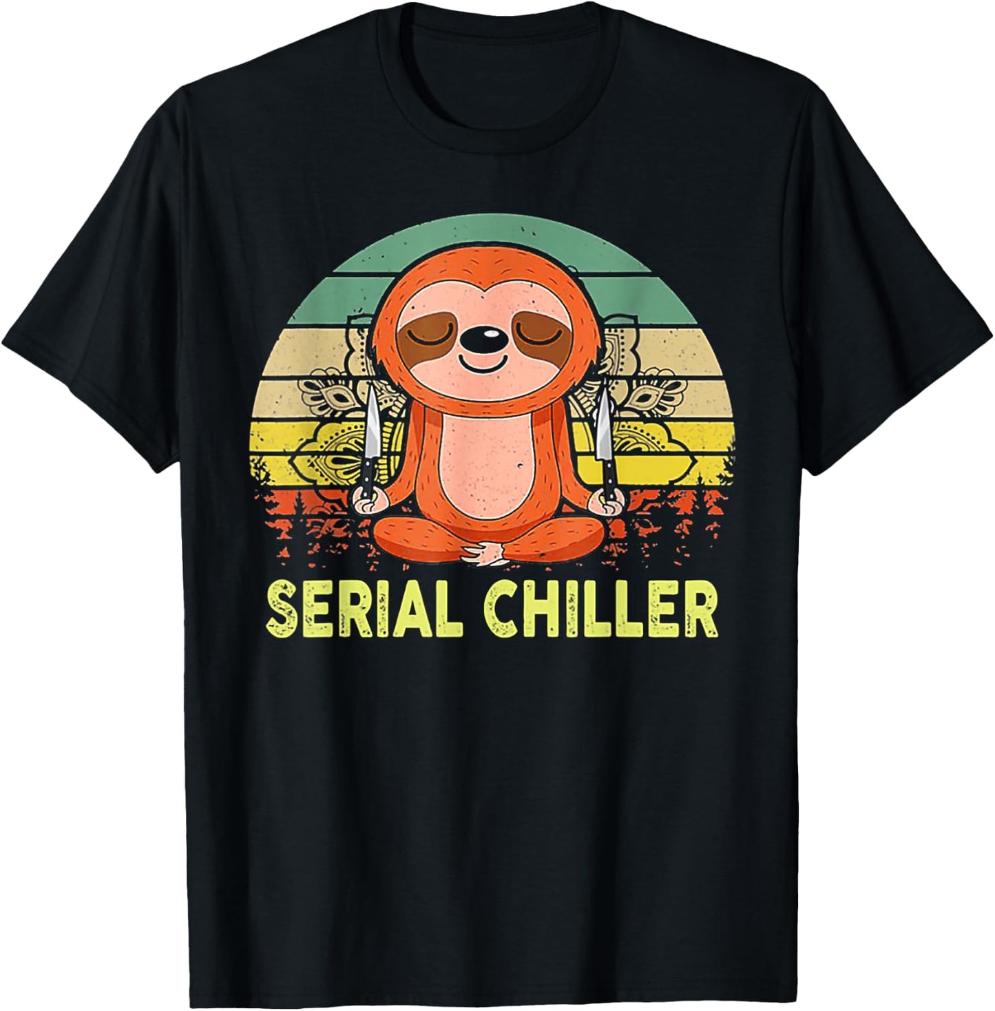 Serial Chiller Sloth Yoga Retro Vintage T-Shirt - T-Shirt | Black