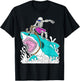Funny Skeleton Surfing Shark Halloween T-Shirt - T-Shirt | Black