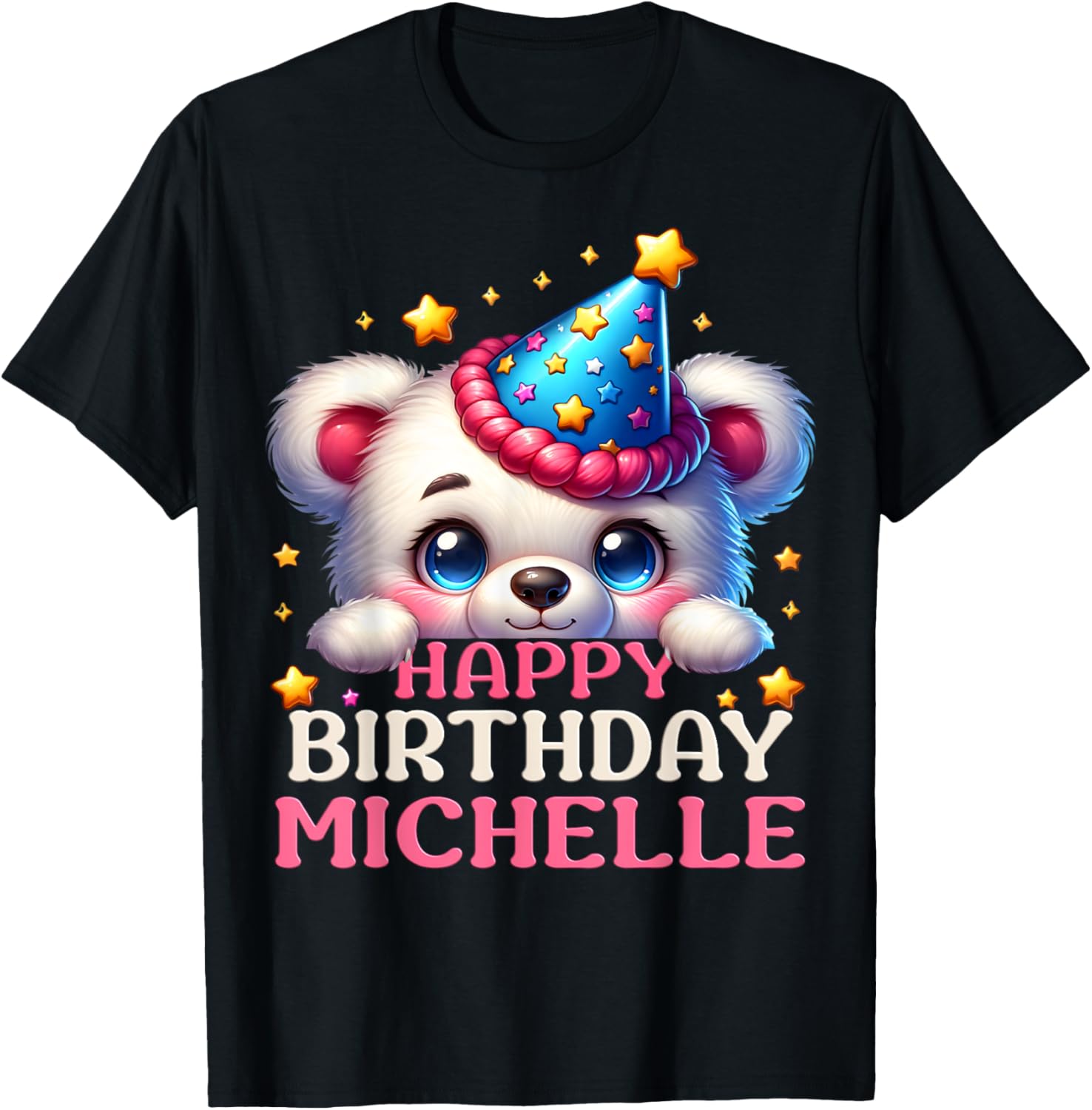Celebrating Michelle's Birthday Party with a cute Teddy T-Shirt - T-Shirt | Black