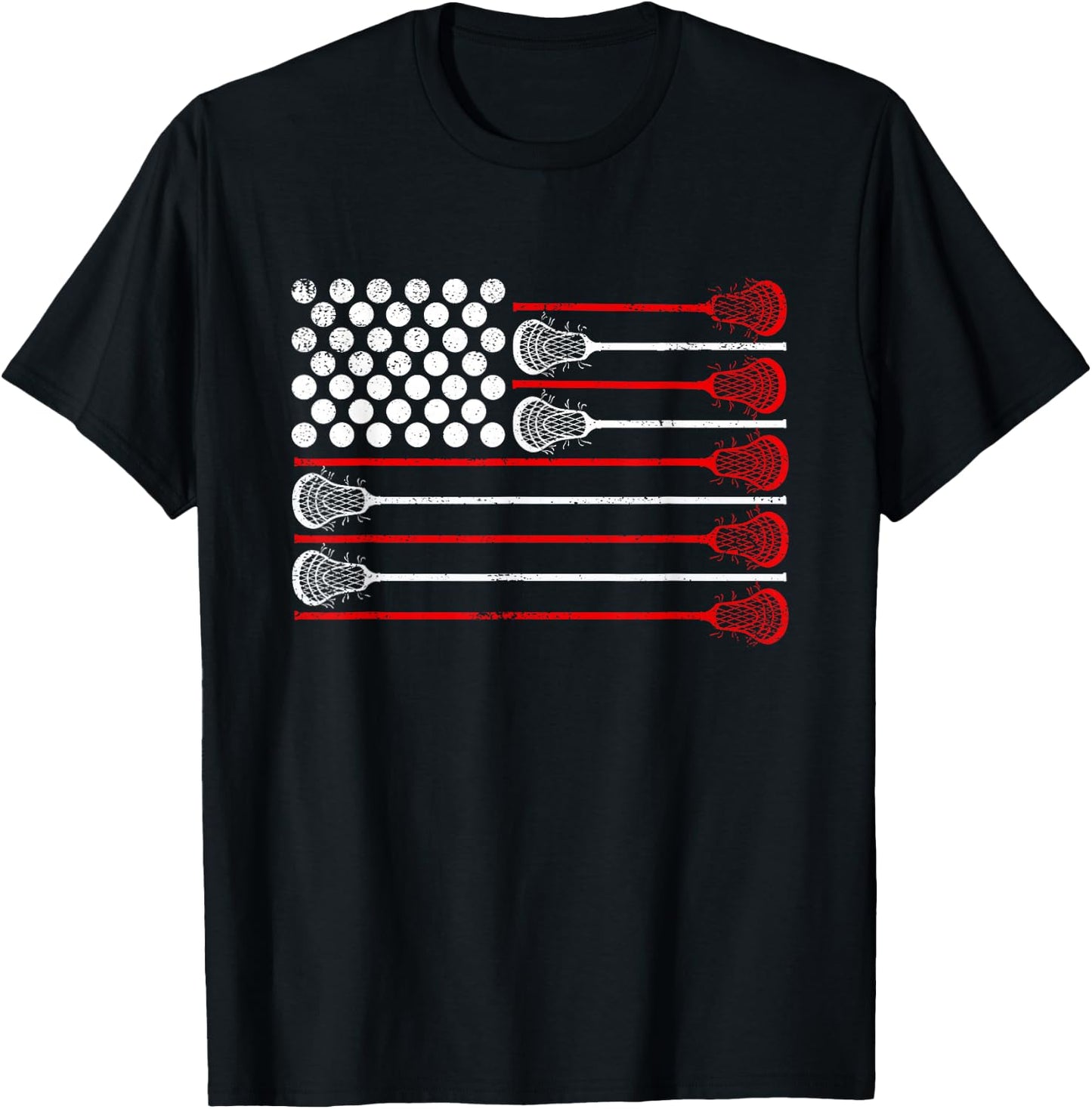 Lacrosse USA Flag Lax T-Shirt - T-Shirt | Black