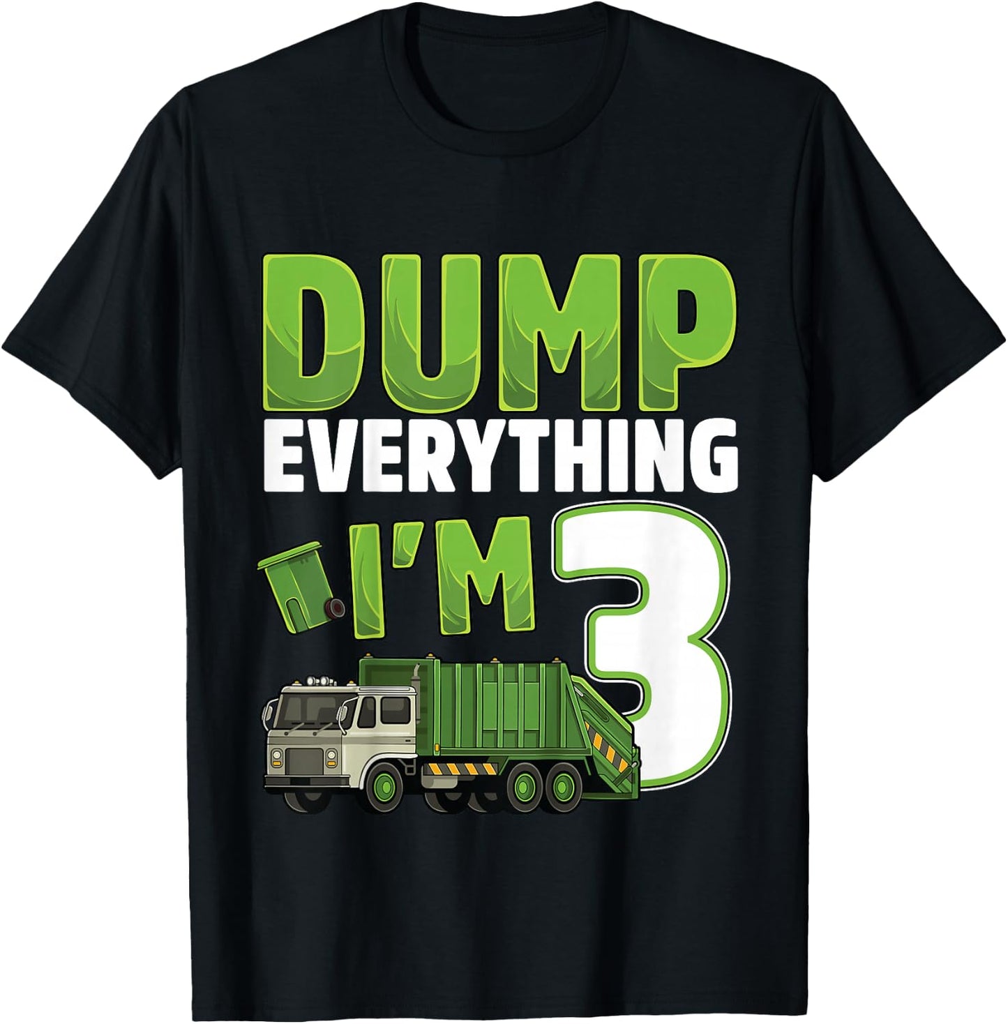 Kids Recycling Trash 3 Year Old Garbage Truck 3rd Birthday Boy T-Shirt - T-Shirt | Black