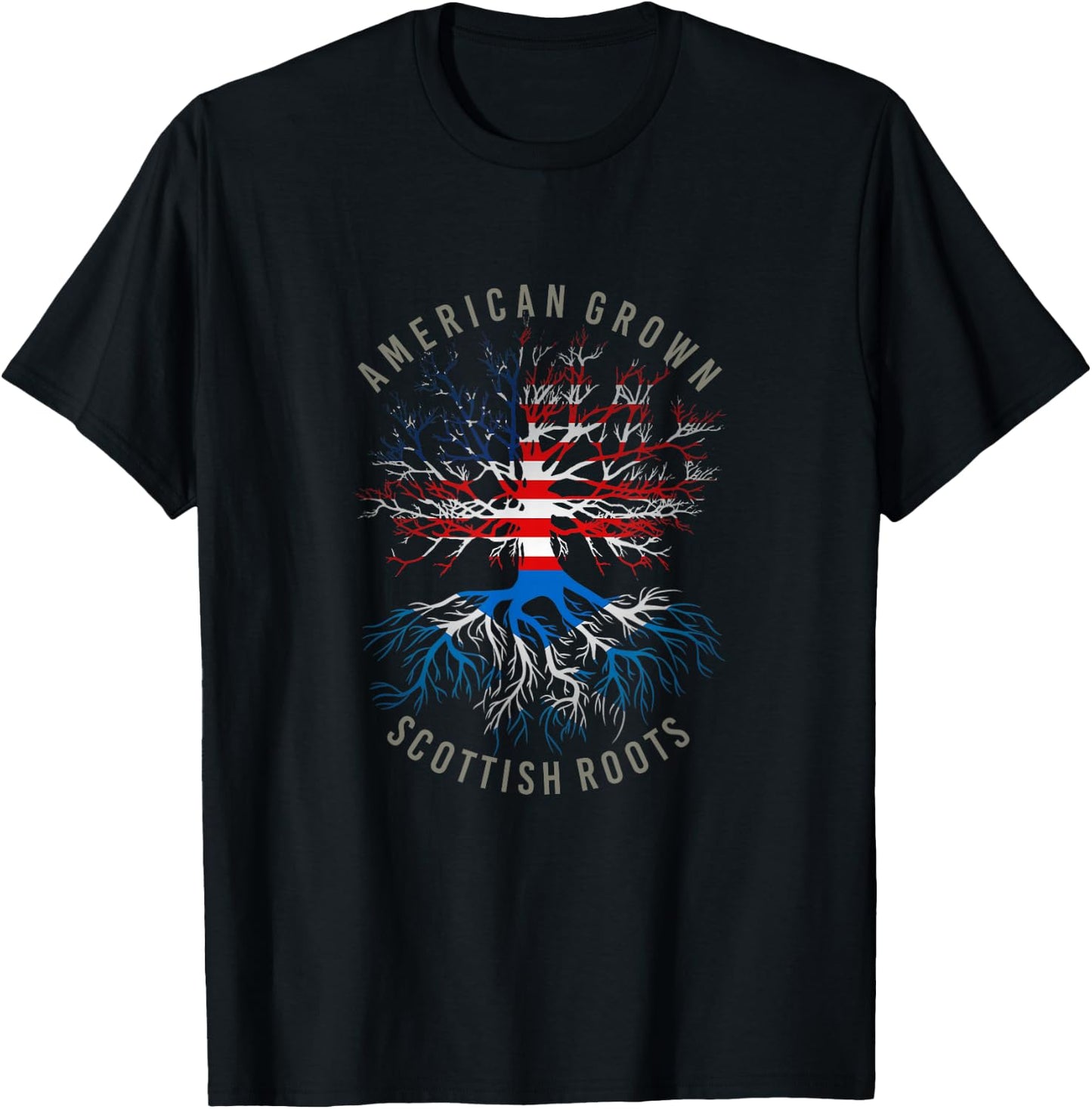 American Grown Scottish Roots USA Scotland Flag Heritage T-Shirt - T-Shirt | Black