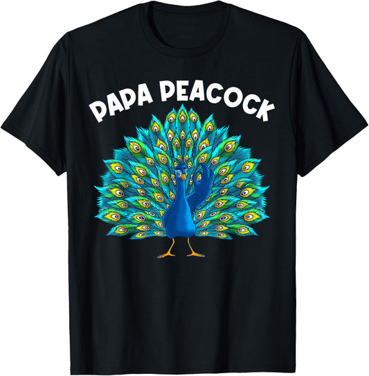 Funny Peacock Gift Dad Men Peafowl Lover Bird Feather T-Shirt - T-Shirt | Black