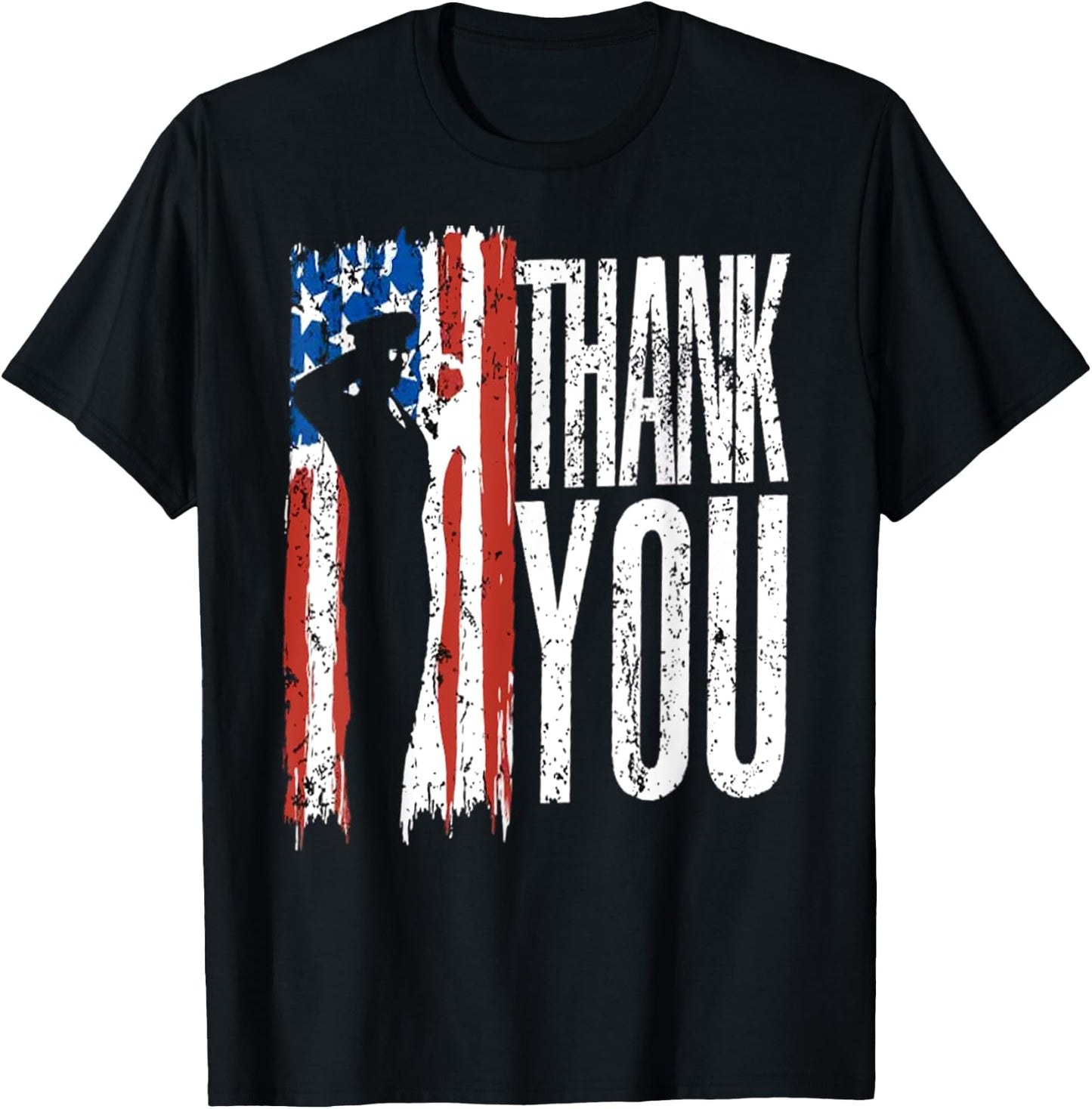 USA Flag Thank You Veterans Day 4th of July Patriotic T-Shirt - T-Shirt | Black