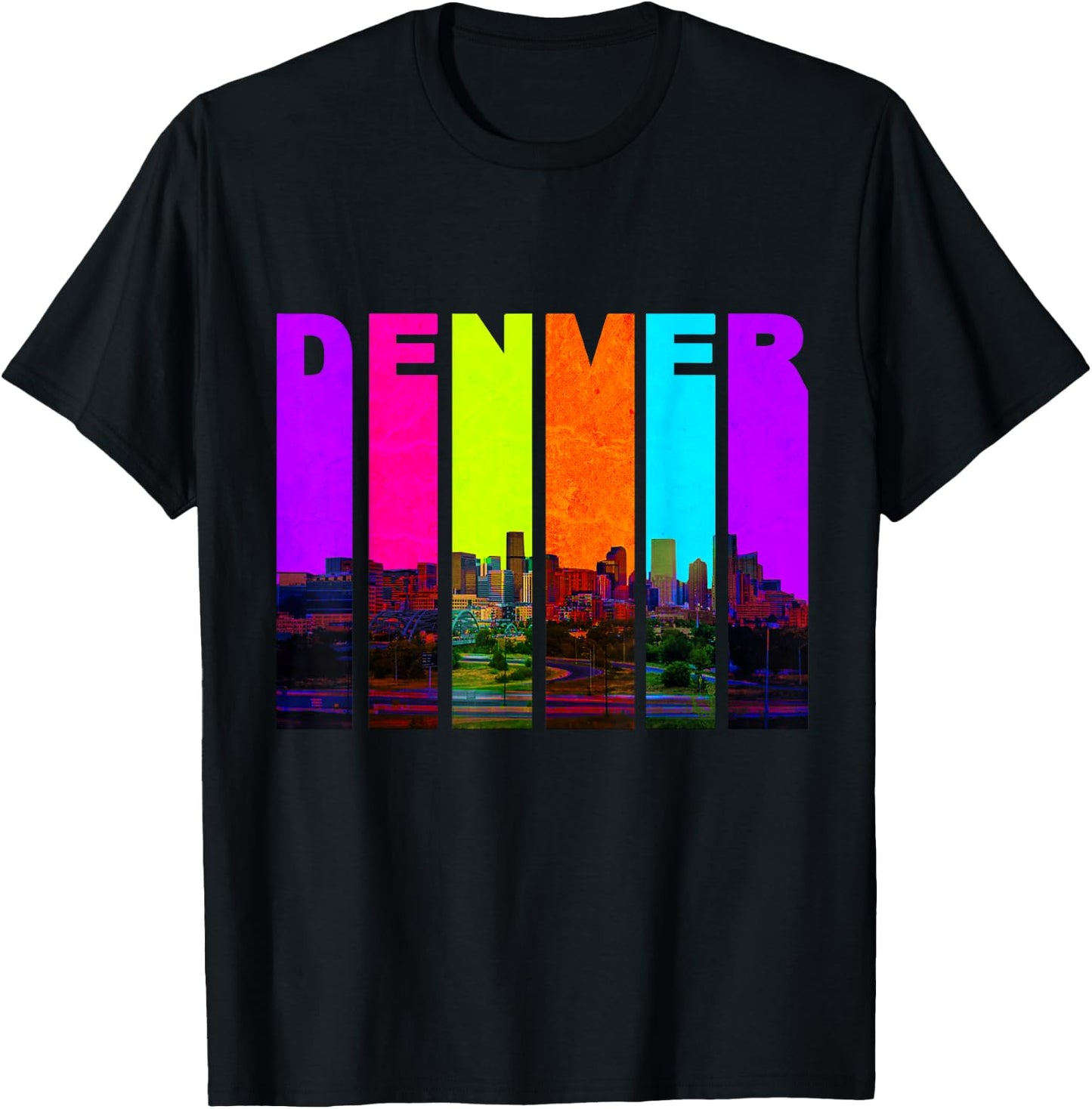 Retro I Love Denver Colorado Skyline T-Shirt - T-Shirt | Black