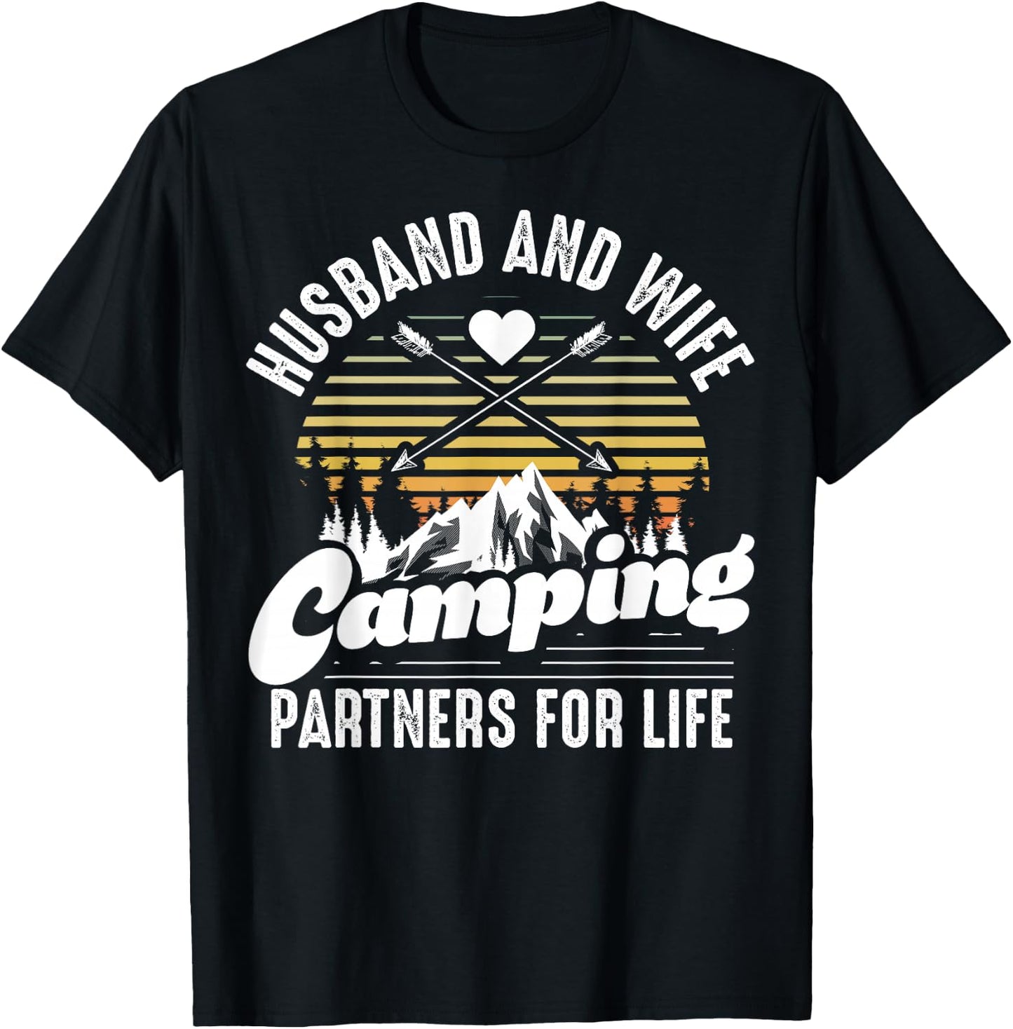 Husband and Wife Camping Partners for Life Gift Funny Camper T-Shirt - T-Shirt | Black