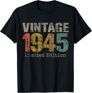 Vintage 1945 Limited Edition 80th Birthday Gifts 80 Year Old T-Shirt - T-Shirt | Black
