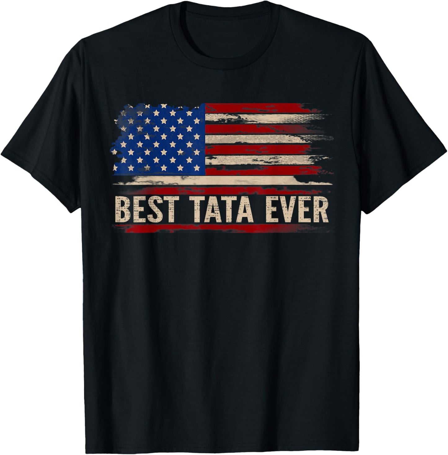 Vintage Best Tata Ever American Flag Father's Day Gift Women Kids Men T-Shirt - T-Shirt | Black