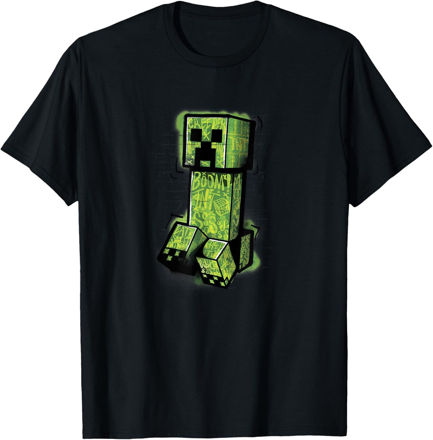 Minecraft Creeper Graffiti Sit T-Shirt - T-Shirt | Black