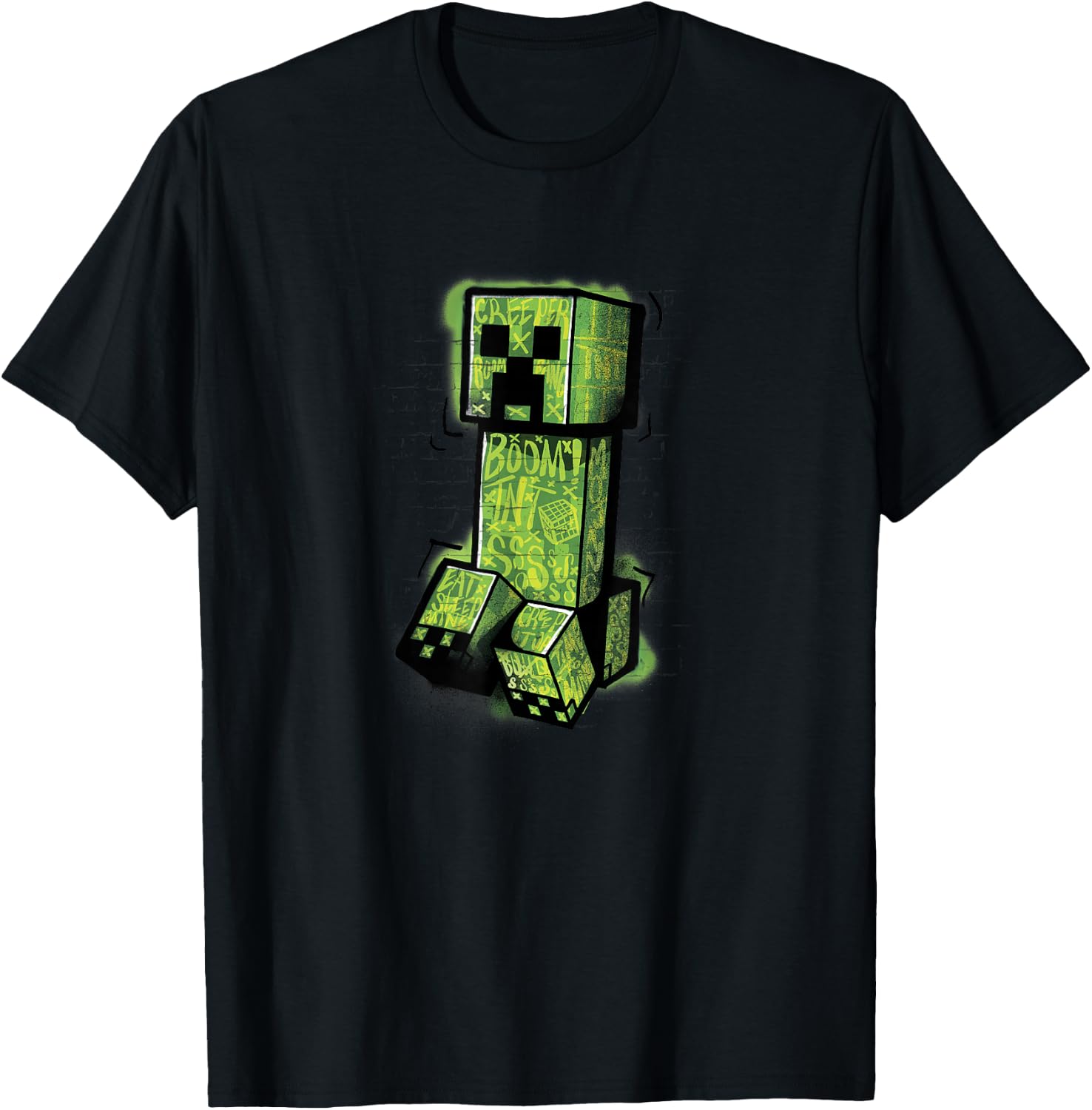 Minecraft Creeper Graffiti Sit T-Shirt - T-Shirt | Black