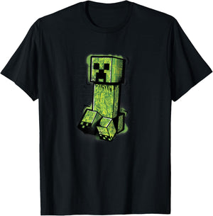 Minecraft Creeper Graffiti Sit T-Shirt - T-Shirt | Black