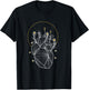 Moon Line Geometric Anatomical Heart Flowers Space Art Gift T-Shirt - T-Shirt | Black