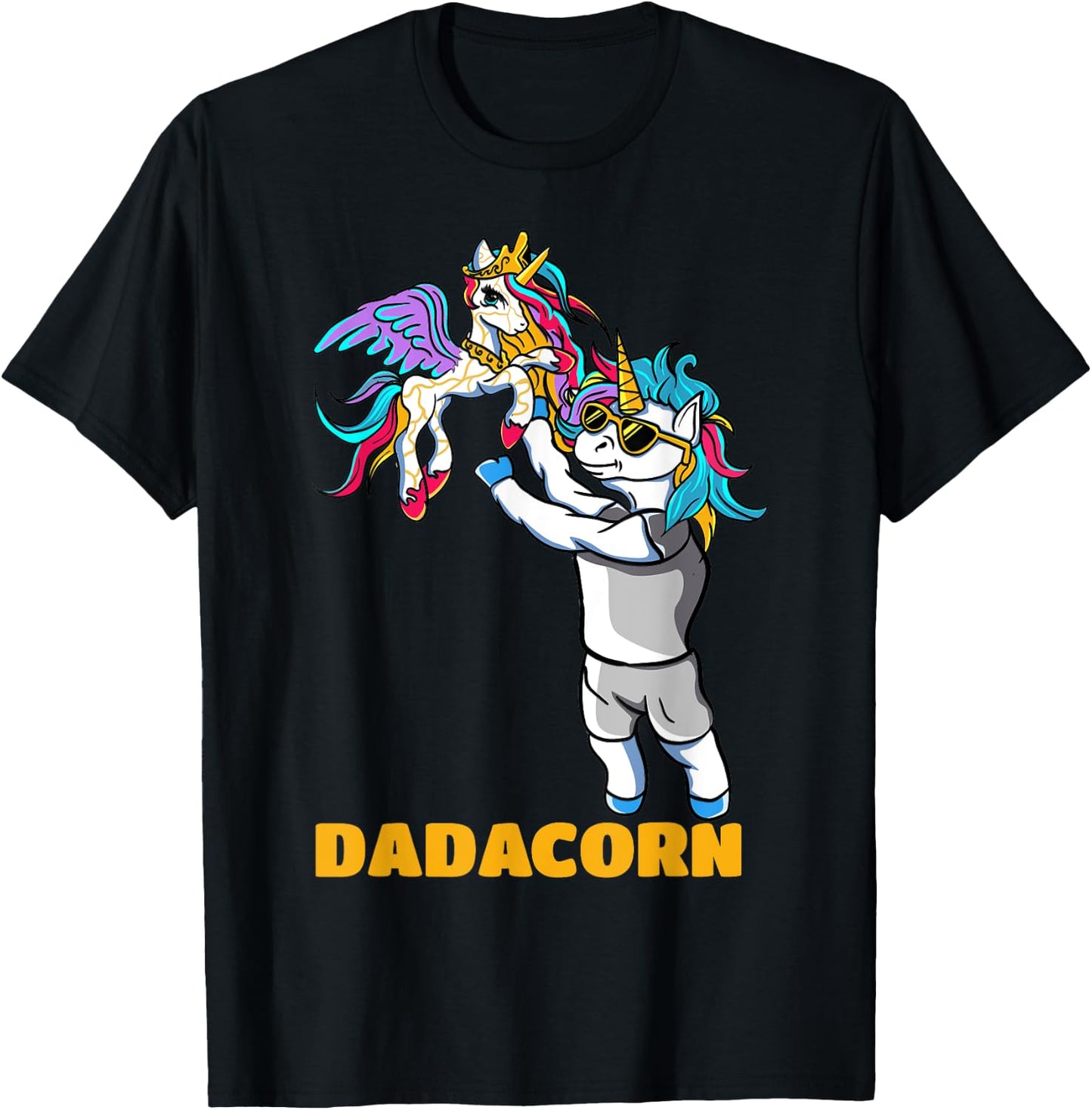 Dadacorn Unicorn Dad for a Family Daddy Fathers Day T-Shirt - T-Shirt | Black