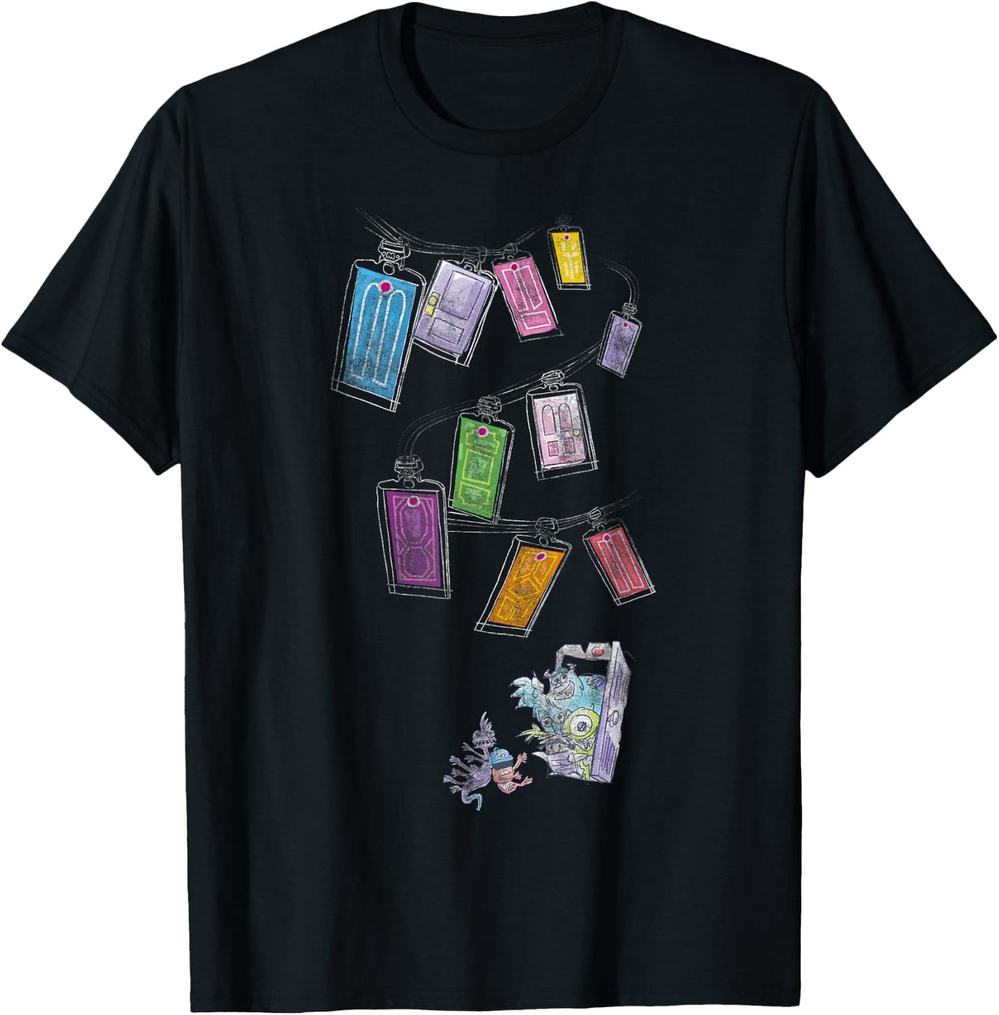 Disney Pixar Monsters Inc. Door Sketch T-Shirt - T-Shirt | Black