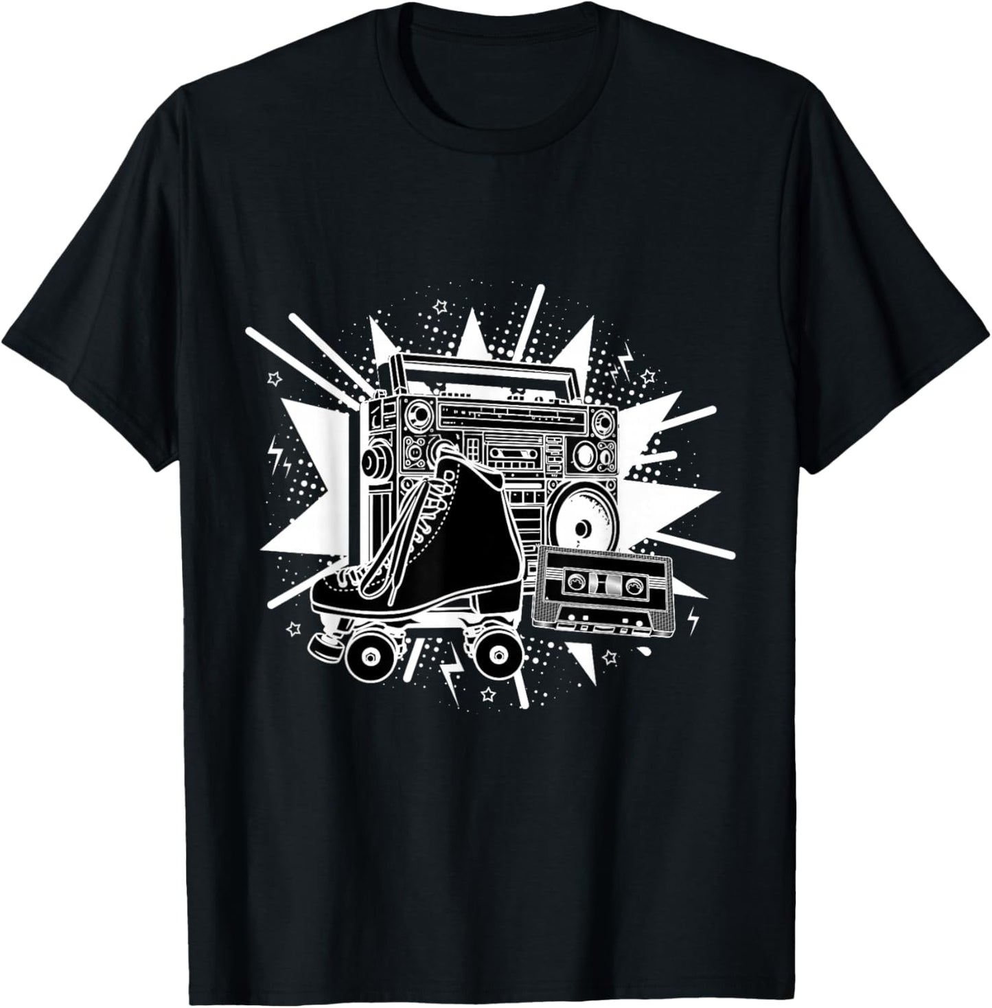 Retro Roller Skates Vintage Fun Skating Lifestyle Skates T-Shirt - T-Shirt | Black