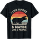 Retro I Like Hippos Shirt Animal Hippo Lover Gift Vintage T-Shirt - T-Shirt | Black