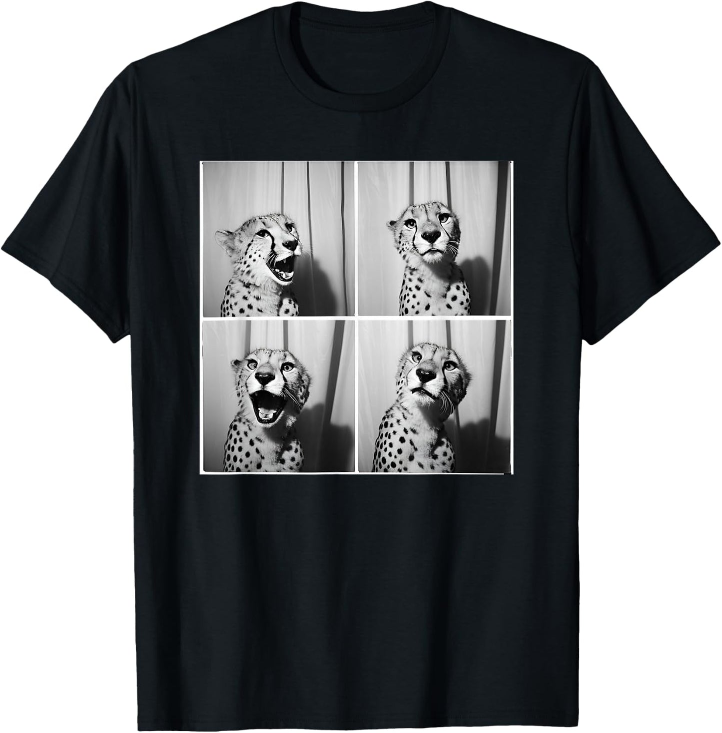 Cute Cheetah Photobooth Picture Quirky Funny Zoo Animal T-Shirt - T-Shirt | Black