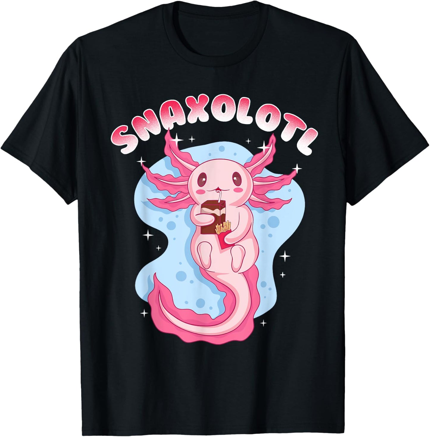 Anime Cute Manga Axolotl With Juice Box - Snaxolotl Girls T-Shirt - T-Shirt | Black