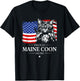 Proud Maine Coon Mom American Flag patriotic cat gift T-Shirt - T-Shirt | Black