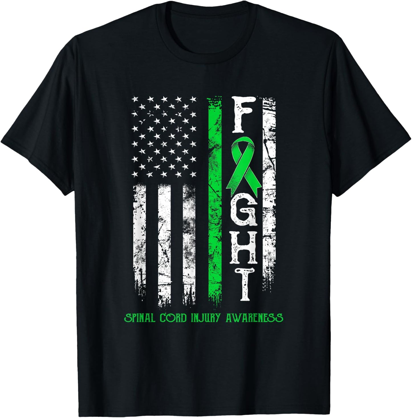 Spinal Cord Injury Warrior US Flag T-Shirt - T-Shirt | Black