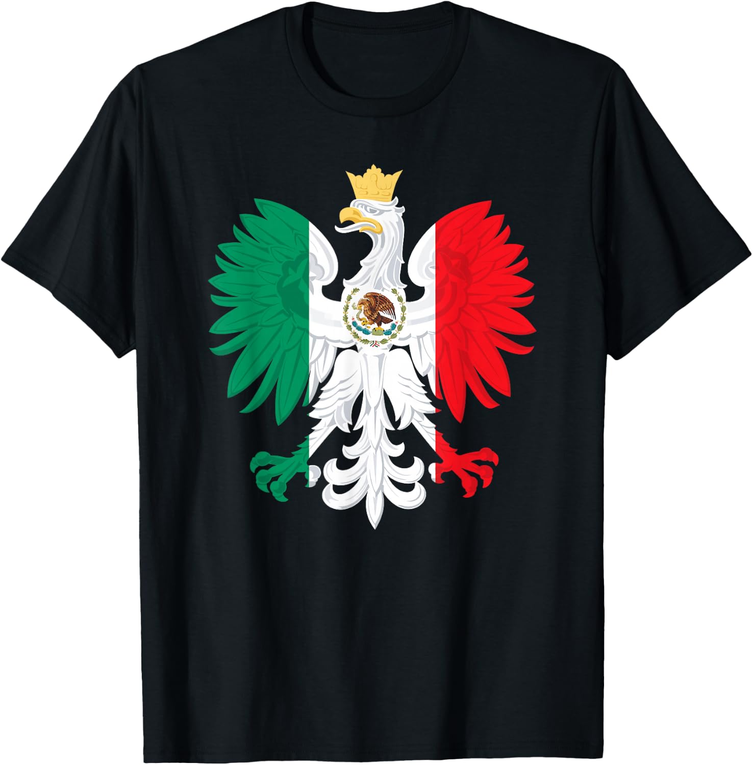Mexican Polish Flag Eagle Mexico Poland Polska Heritage T-Shirt - T-Shirt | Black