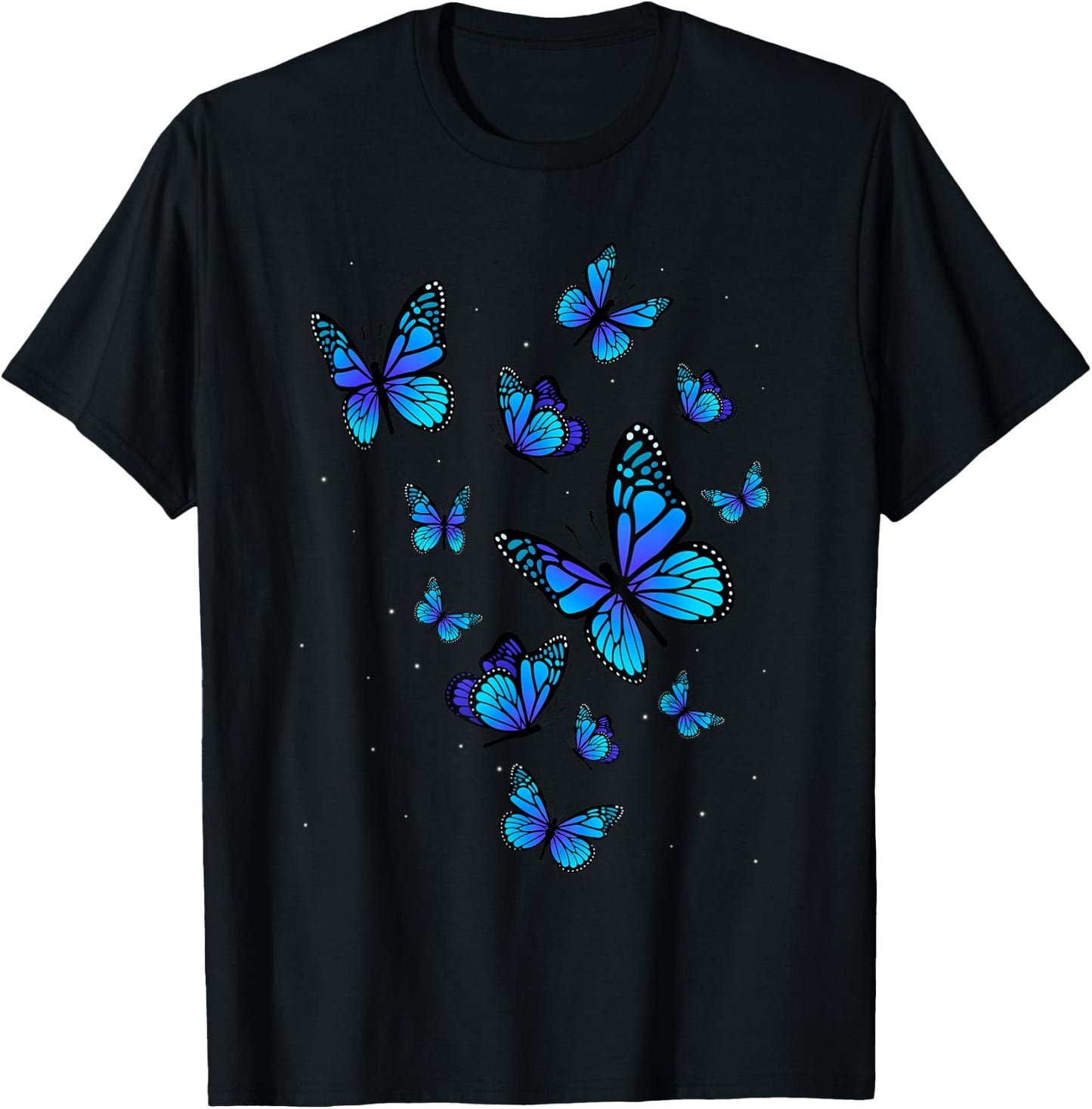 Blue Butterfly Art Garden Beautiful Butterflies T-Shirt - T-Shirt | Black