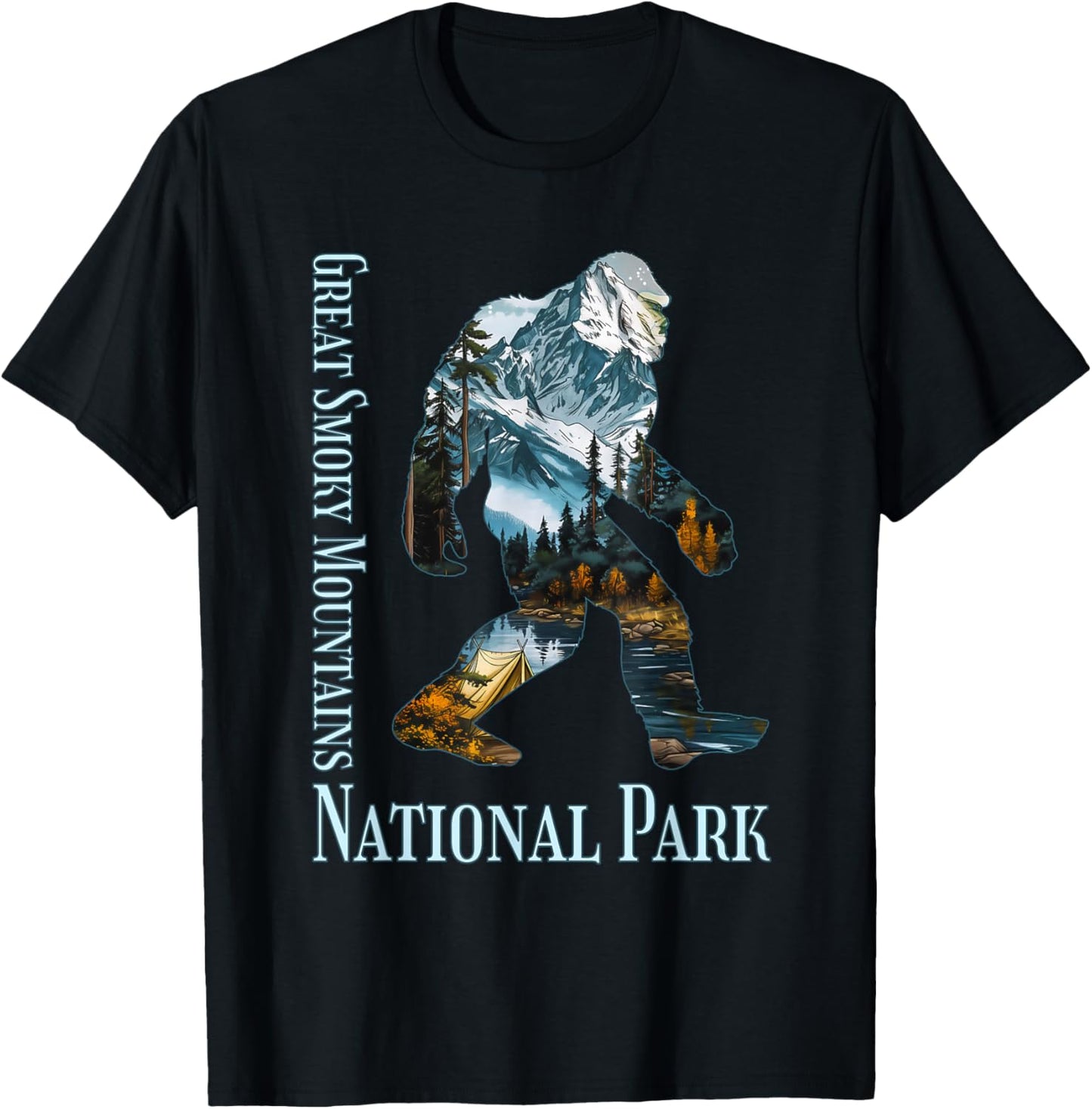 Great Smoky Mountains National Park Bigfoot Sasquatch T-Shirt - T-Shirt | Black