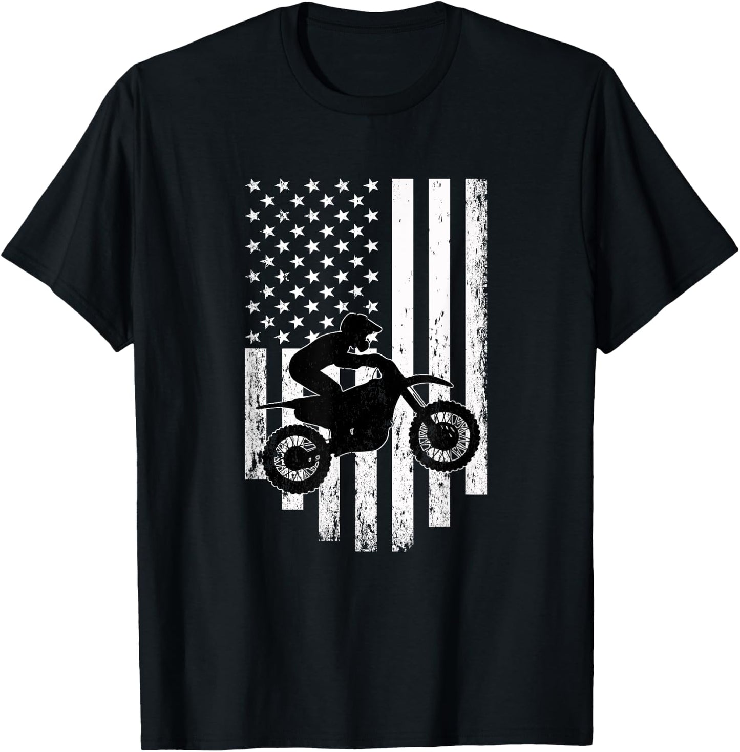 American Flag Motorcross Braap Dirt Bike T-Shirt - T-Shirt | Black