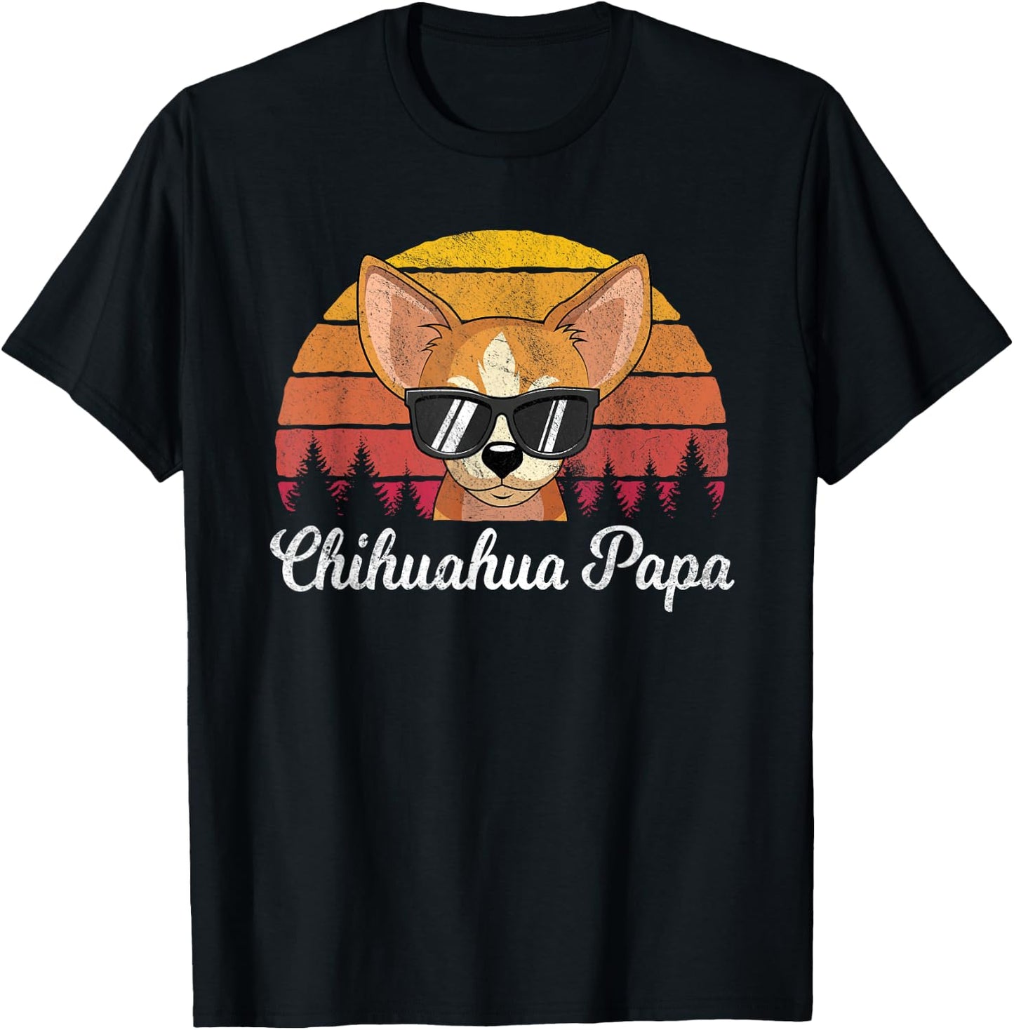 Retro Vintage Chihuahua Papa Funny Fathers Day T-Shirt - T-Shirt | Black