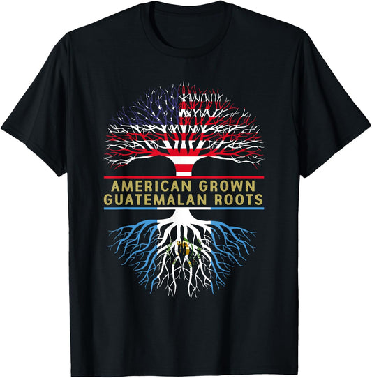 American Grown Guatemalan Roots America Guatemala Tree Flag T-Shirt - T-Shirt | Black