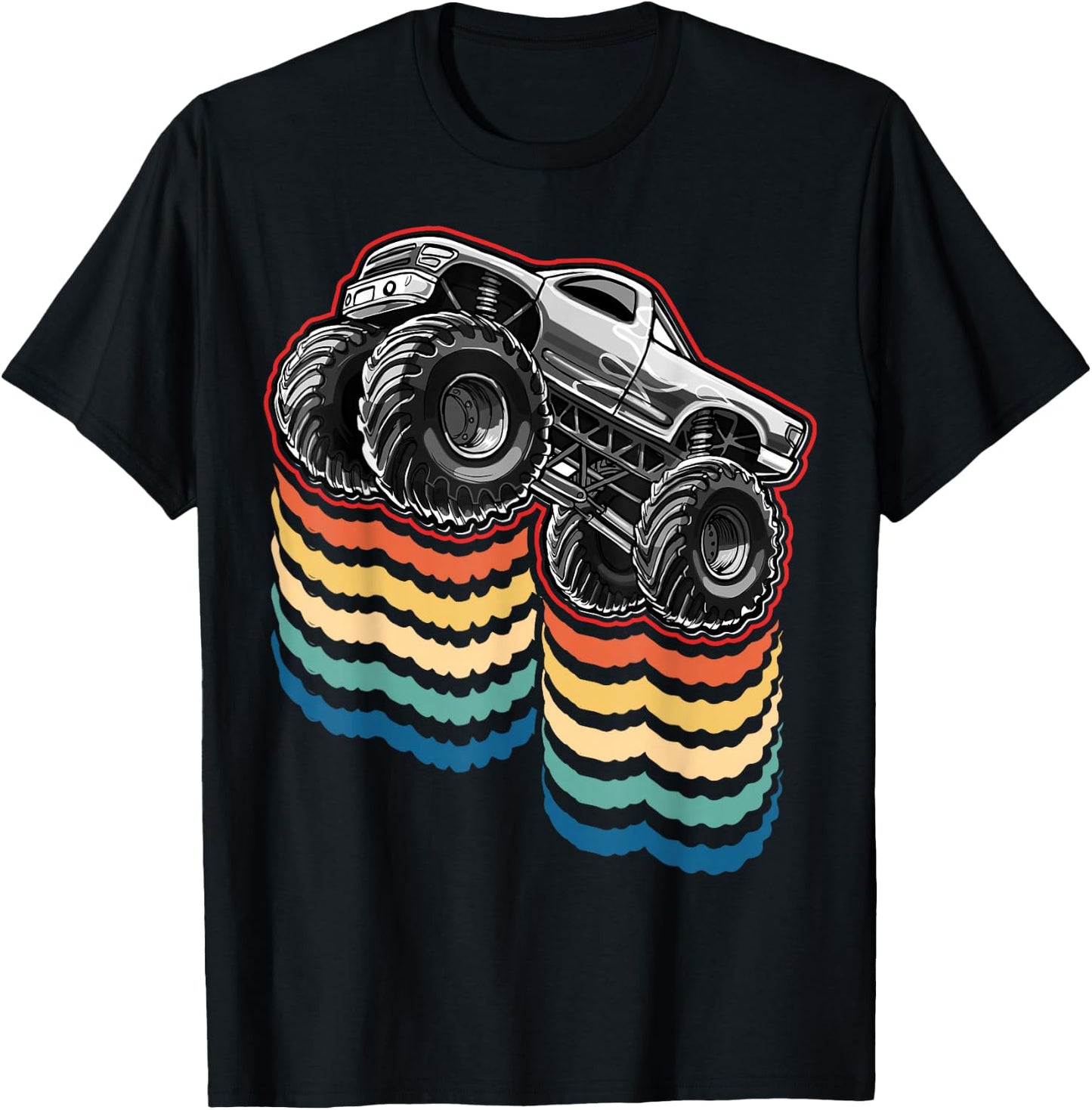 Retro Vintage Monster Truck Retro Silhouette Gift Boys T-Shirt - T-Shirt | Black