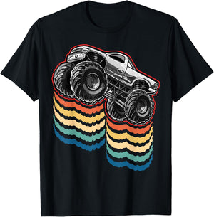 Retro Vintage Monster Truck Retro Silhouette Gift Boys T-Shirt - T-Shirt | Black