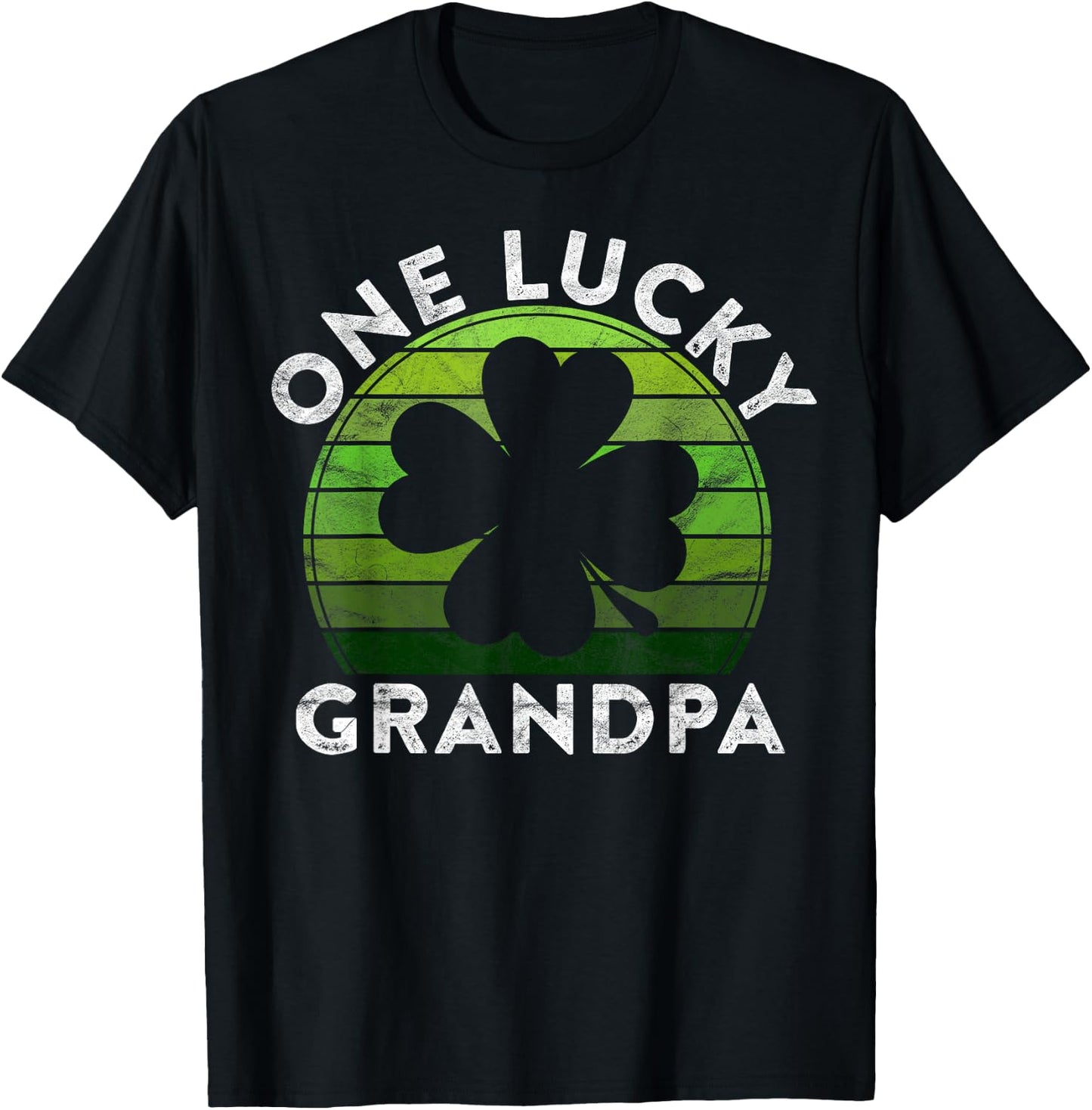 One Lucky Grandpa Gift Shamrock Sunset Irish St Patricks Day T-Shirt - T-Shirt | Black