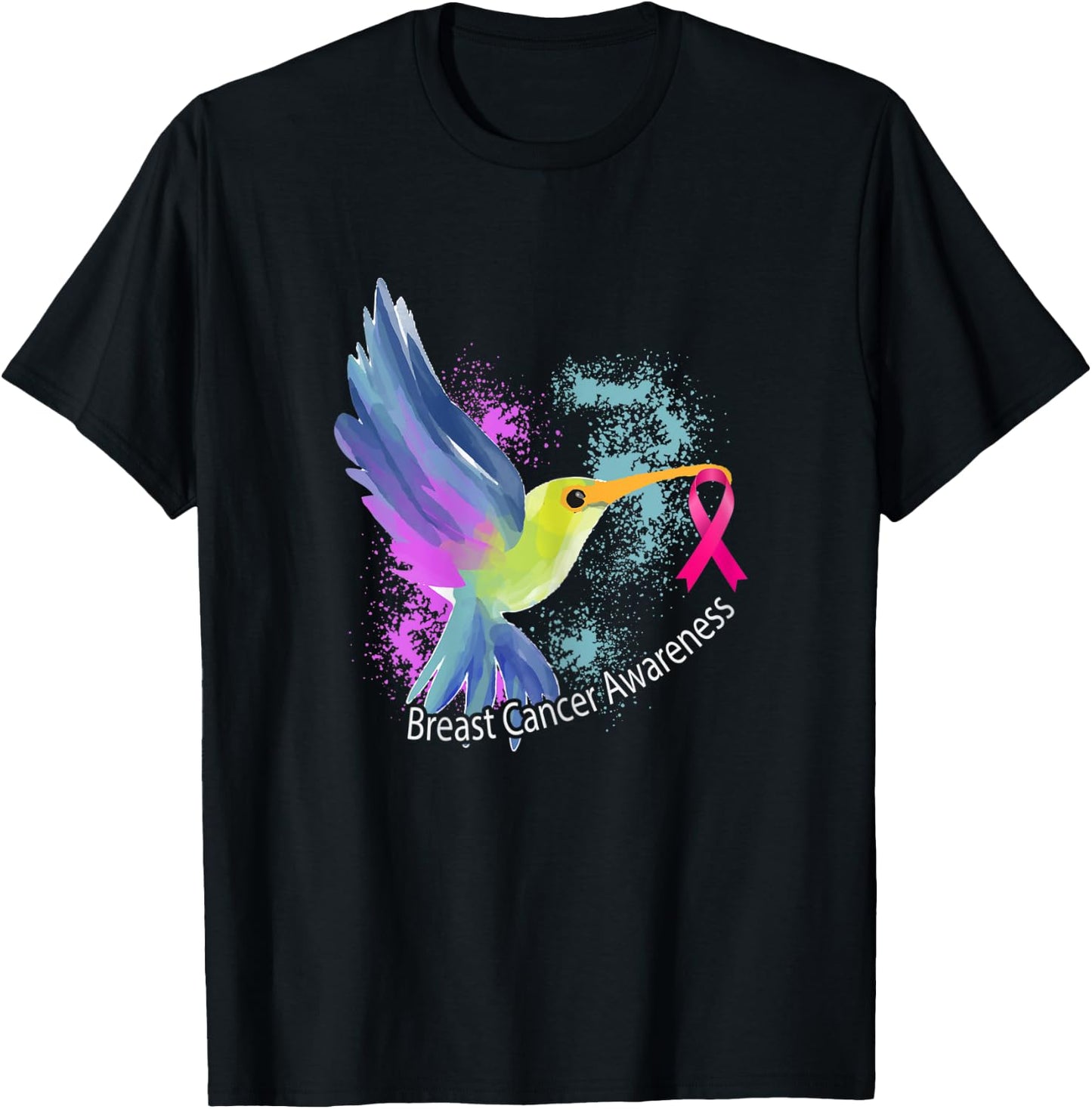 Pink Ribbon Bird Animal Gift Breast Cancer Awareness T-Shirt - T-Shirt | Black