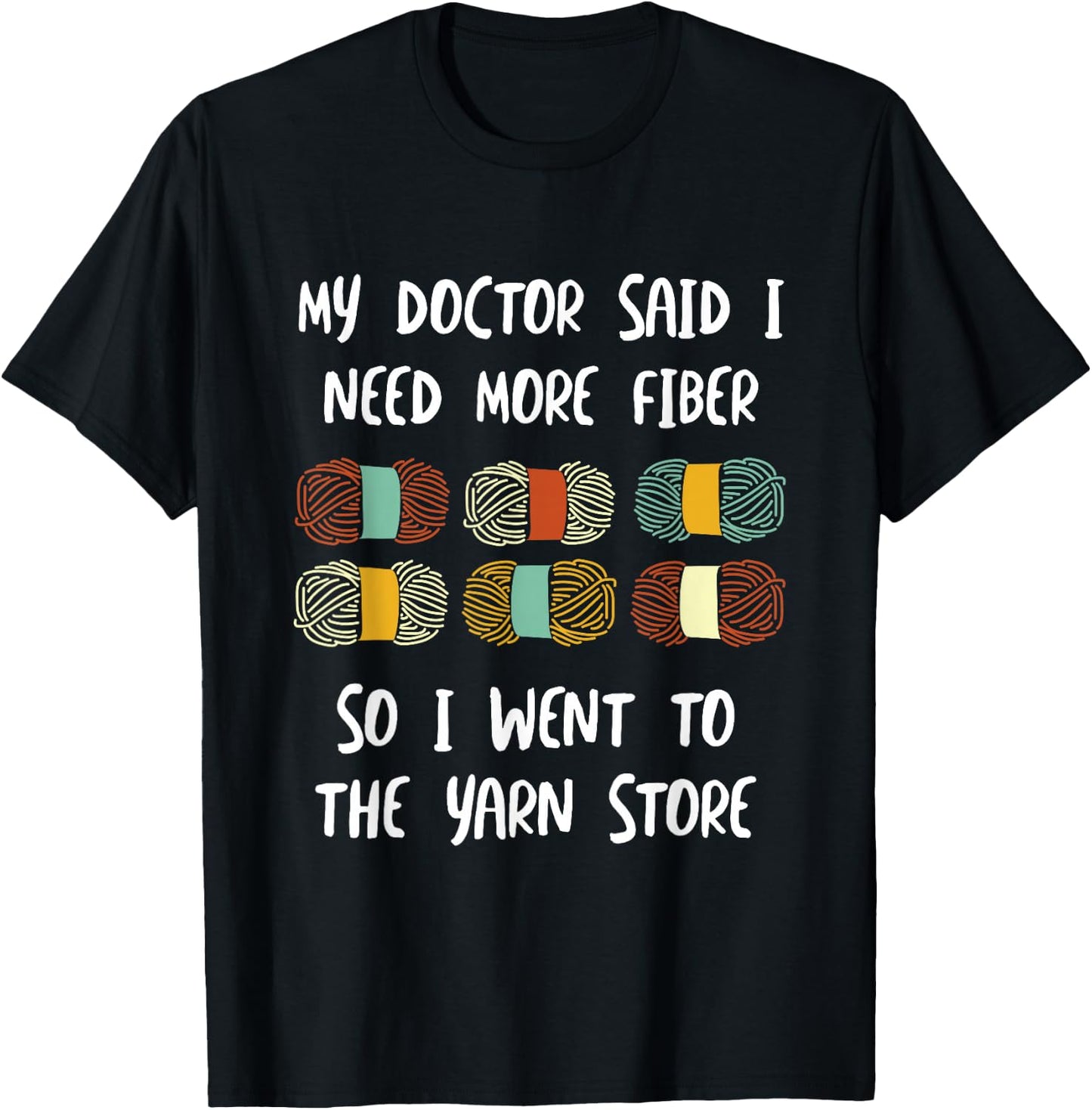 Funny Fiber Knitting Joke Yarn Crochet T-Shirt - T-Shirt | Black