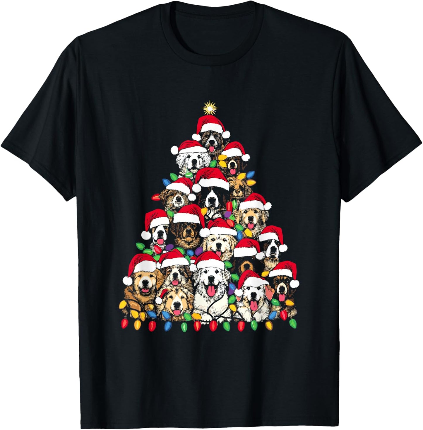 Christmas Tree Of Puppies - Funny Xmas Tree Dog Puppy Lover Men Women Kids T-Shirt - T-Shirt | Black