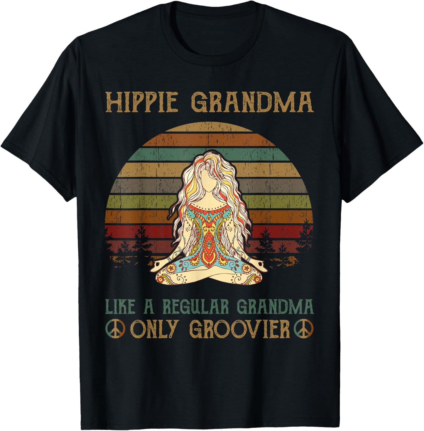 Hippie Grandma Like A Regular Grandma Vintage T-Shirt - T-Shirt | Black