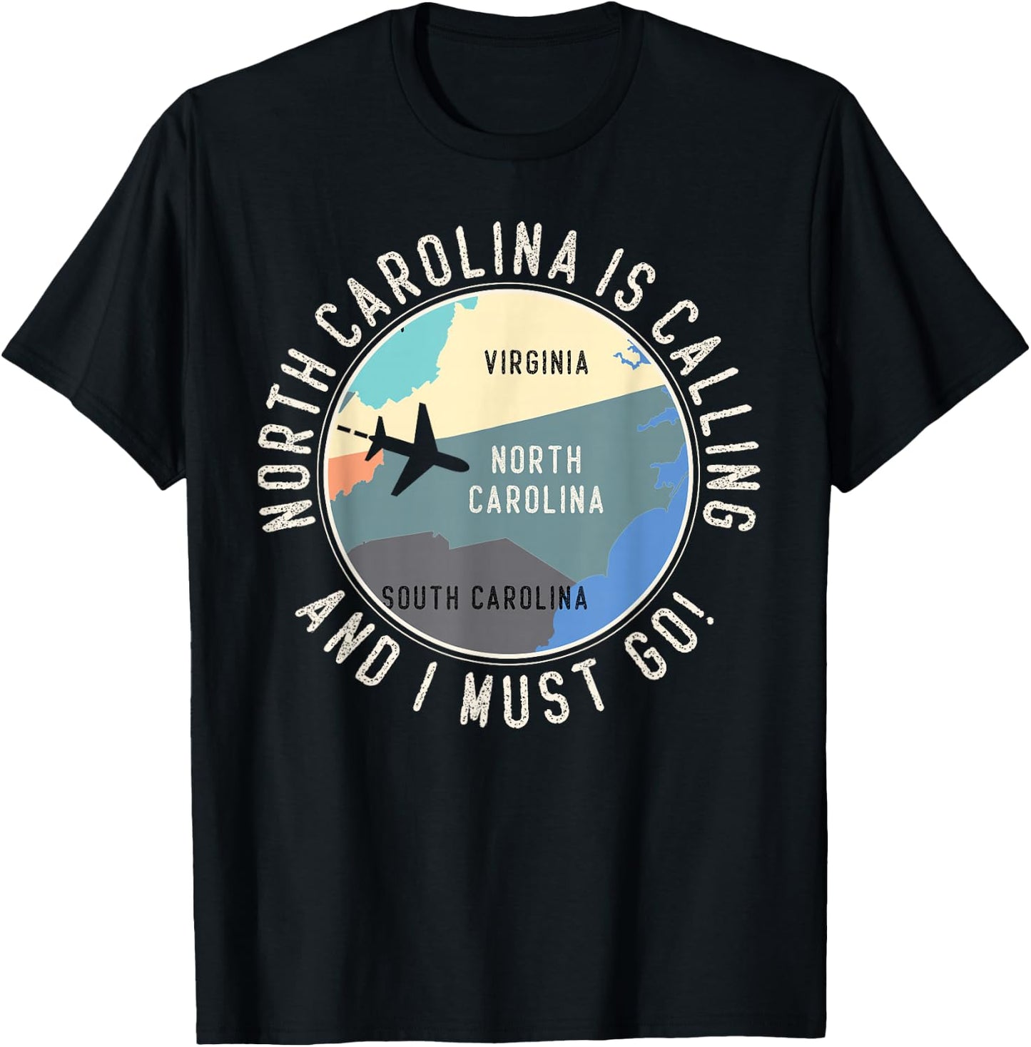 North Carolina Is Calling And I Must Go North Carolina Map T-Shirt - T-Shirt | Black