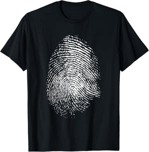 Large Fingerprint Police Crime Scene Analysis Fingerprint T-Shirt - T-Shirt | Black