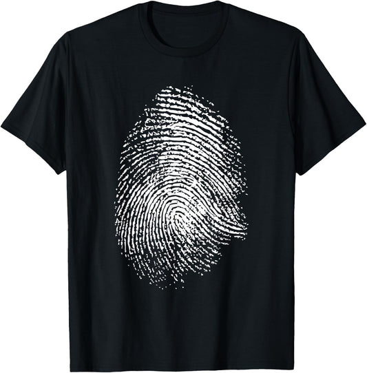 Large Fingerprint Police Crime Scene Analysis Fingerprint T-Shirt - T-Shirt | Black