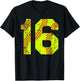 Vintage Softball 16 Jersey Number T-Shirt - T-Shirt | Black