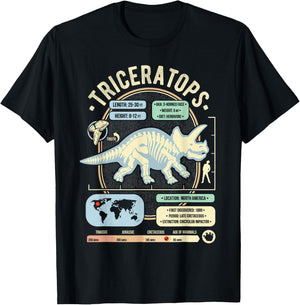 Dinosaur Facts - Triceratops Science & Anatomy Gift T-Shirt - T-Shirt | Black
