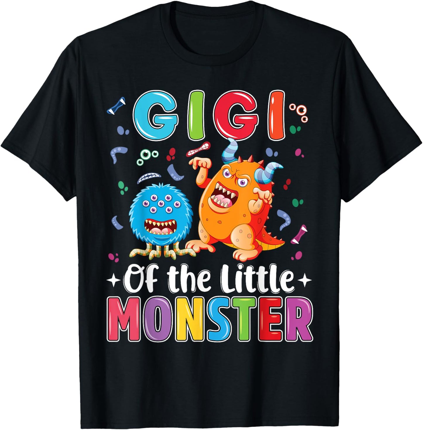 Gigi Of The Little Monster Birthday Family Monster T-Shirt - T-Shirt | Black