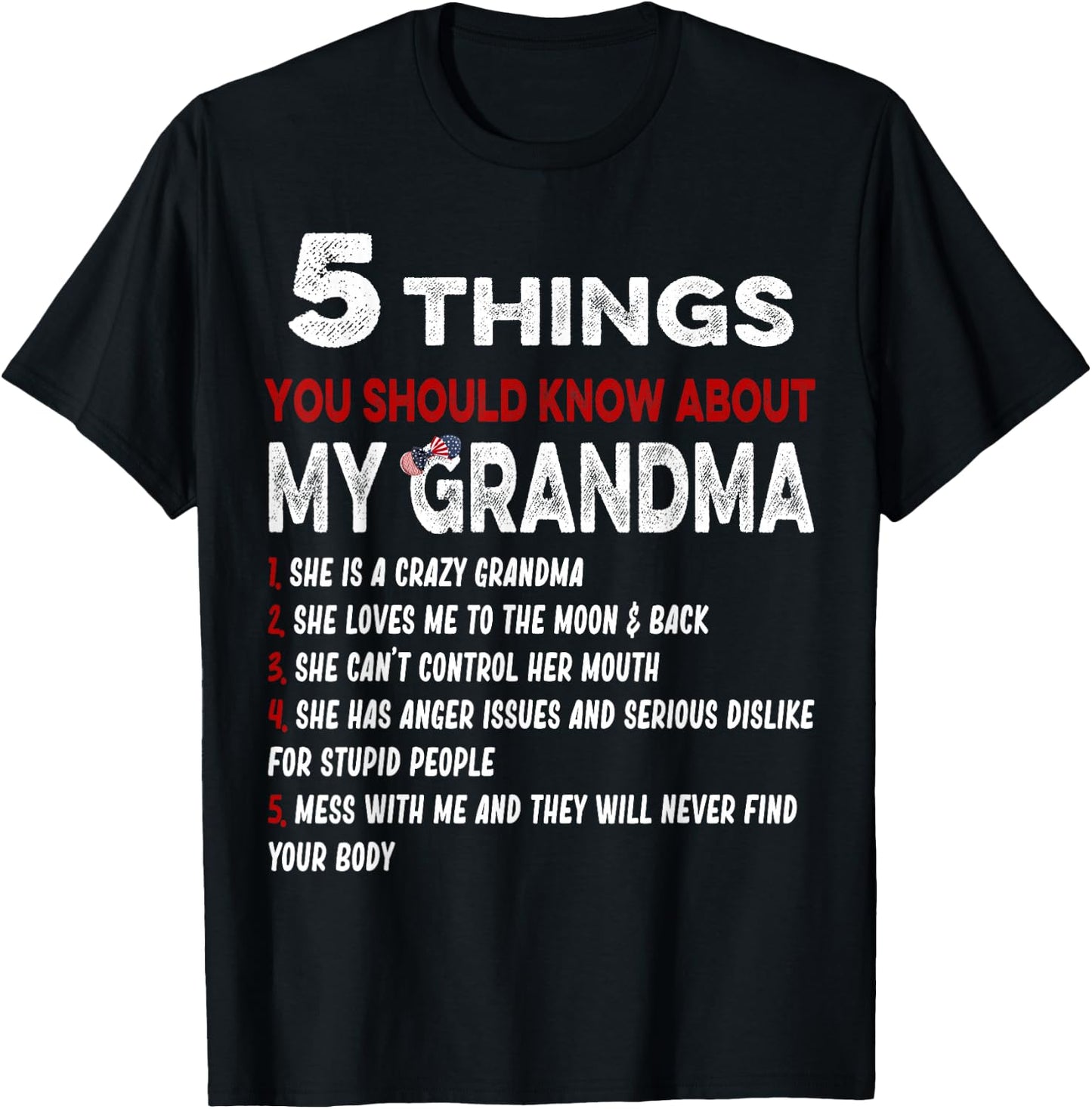 5 Things You Should Know About My Grandma Funny Grandma Gift T-Shirt - T-Shirt | Black