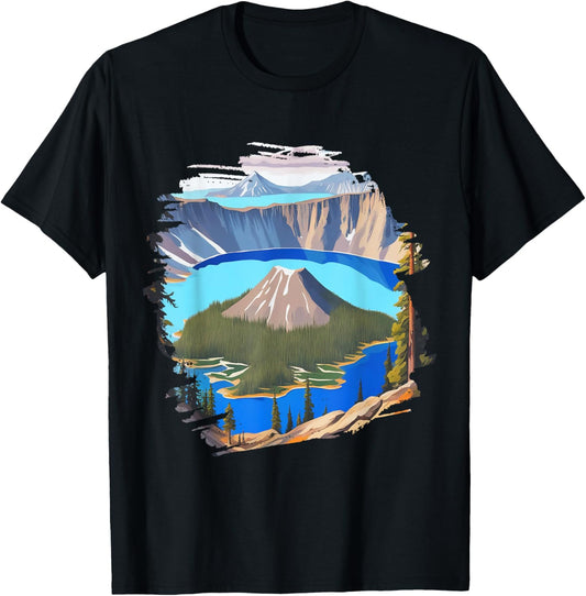 Hiking National Park Crater Lake Oregon Volcano Outfit T-Shirt - T-Shirt | Black