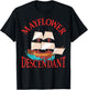 Kids Mayflower Descendant Ship History Gift Pilgrim Fathers T-Shirt - T-Shirt | Black