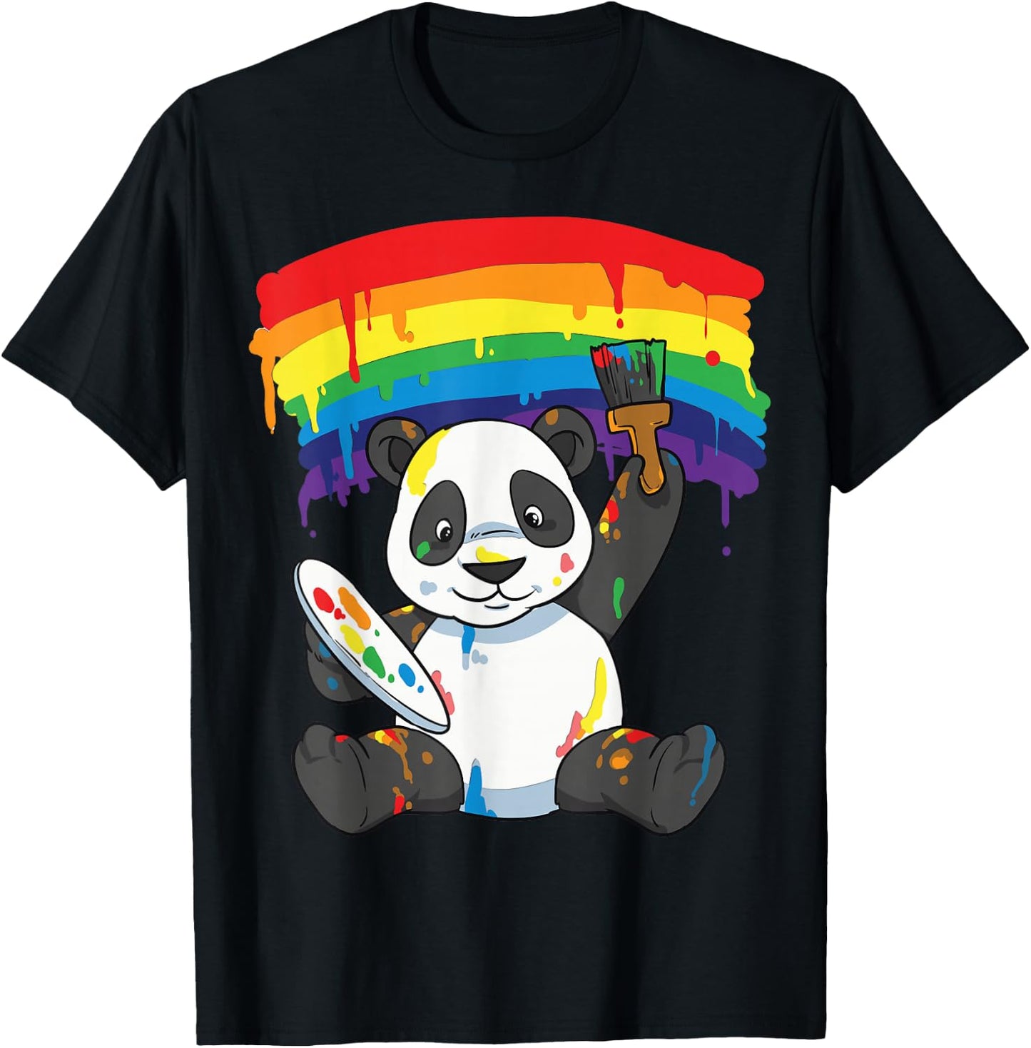 Panda Pride Gay Lesbian Queer LGBT Rainbow Flag LGBTQA+ T-Shirt - T-Shirt | Black